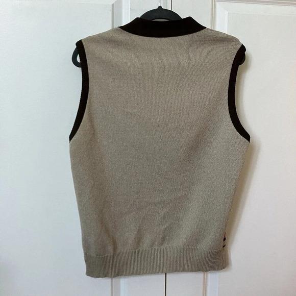 Vintage 70’s Acrylic Tan Funky Knit Grandpa Sweater Vest Neutral Mid Century - Picture 4 of 4